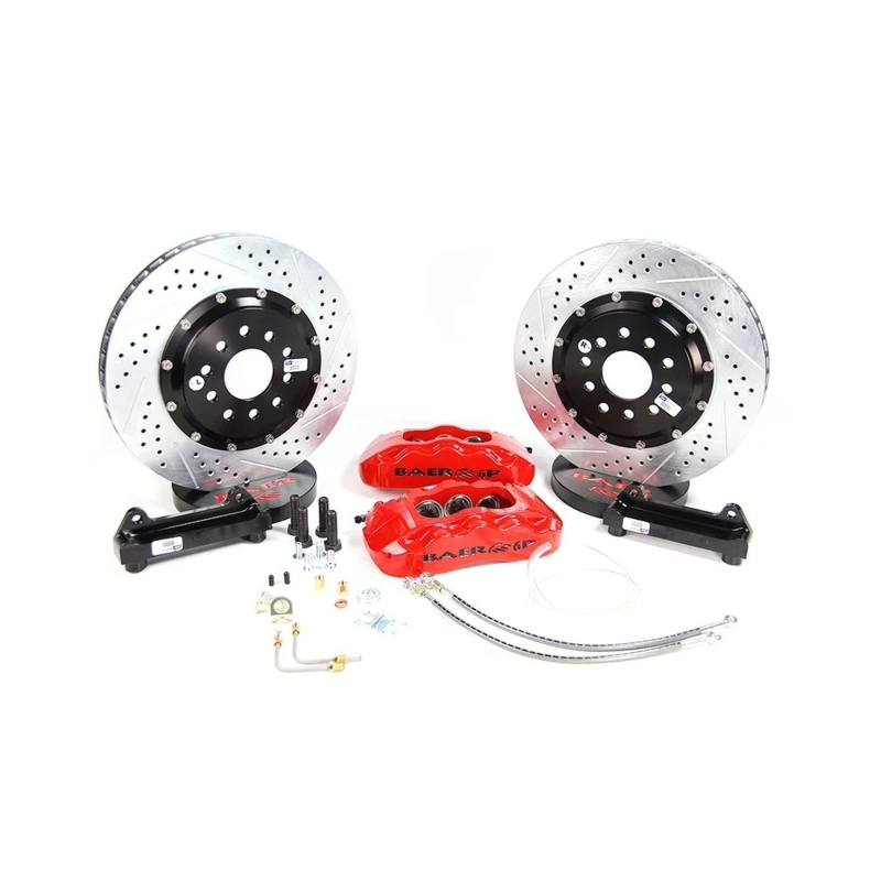 Dodge Challenger Brake Kit - Front - Baer Brakes - 14in Pro+ with 2-Piece Slot, Drilled, Zinc-Plate Rotor and 6-Piston Caliper - Black - `08-`11